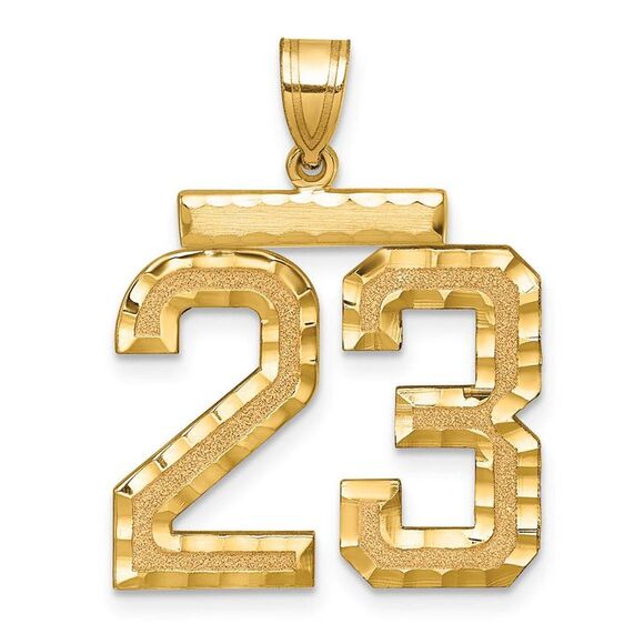 14k Yellow Gold Varsity Collection Large D/C Pendant Number 23